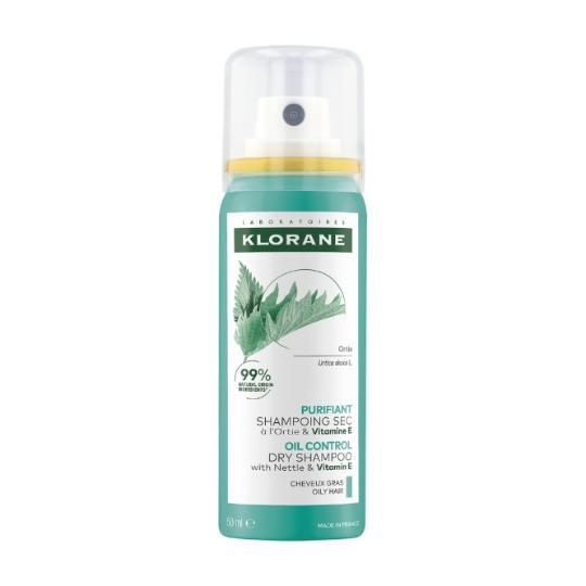 Shampoing Sec Cheveux Gras et Bruns Purifiant à l'Ortie et Vitamine E KLORANE