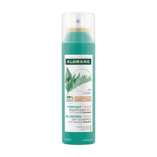 Shampoing Sec Cheveux Bruns et Gras Purifiant Teinté à l'Ortie et Vitamine E KLORANE