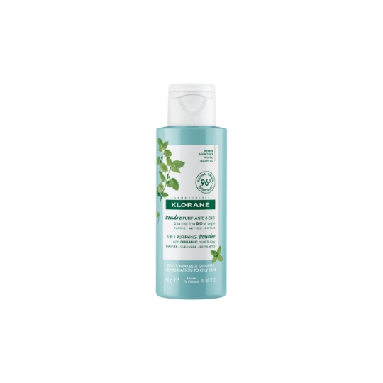 Poudre Visage Peaux Mixtes à Grasses 3 en 1 Bio Menthe Aquatique et Argile KLORANE