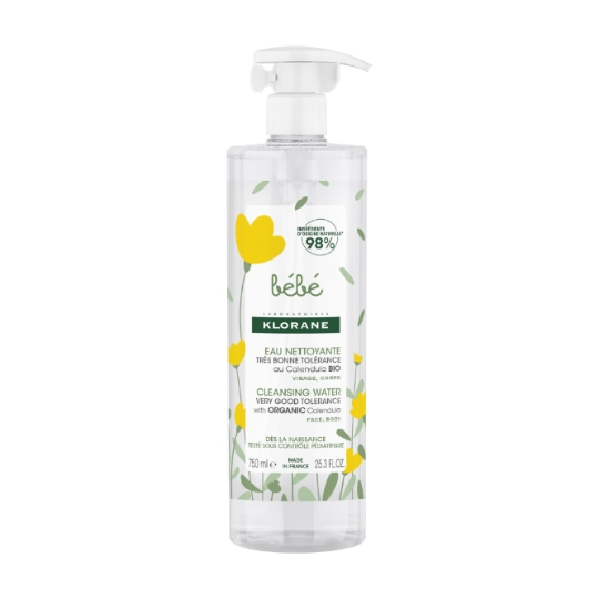 Eau nettoyante bébé au Calendula apaisant Sans rinçage KLORANE
