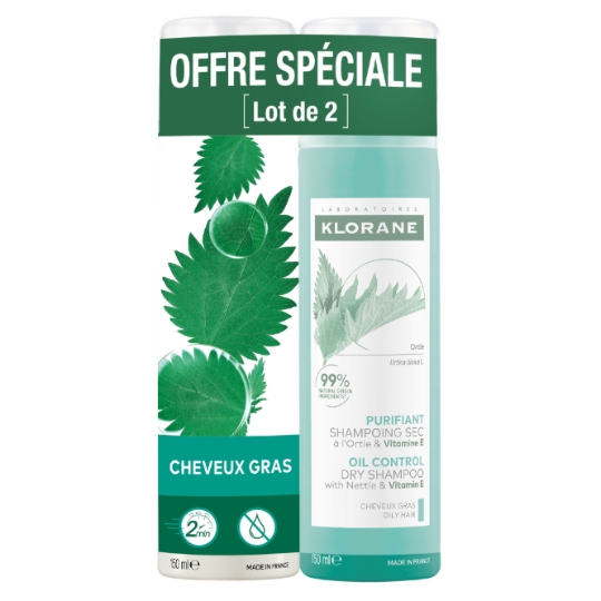 Shampooing Sec Purifiant à l'Ortie & Vitamine E pour Cheveux Gras KLORANE