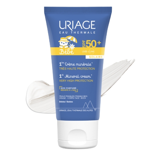 Crème solaire Bébé Visage Corps Peau Fragile Très Haute Protection Spf 50+ Résiste à l'Eau URIAGE