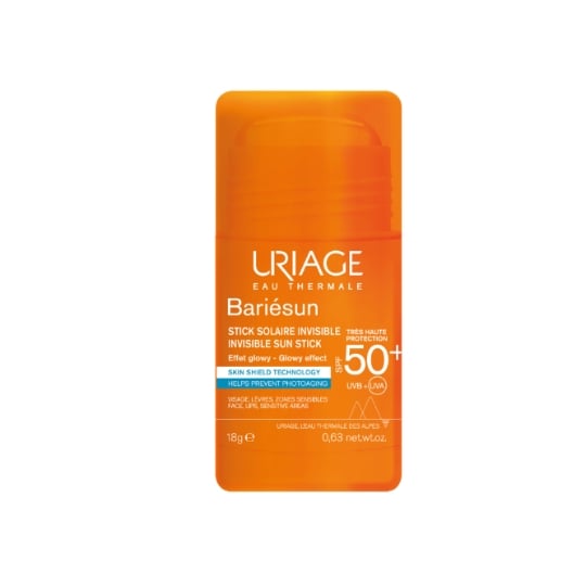 Stick solaire Zones Sensibles Invisible Effet Glowy Spf 50+ Bariésun URIAGE