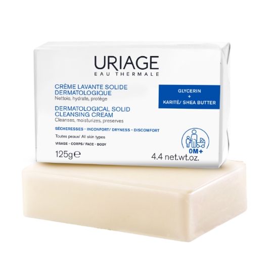 Crème Lavante Solide Dermatologique Glycérine + Beurre de Karité contre Sécheresses et Inconfort pour Tous Types de Peaux URIAGE