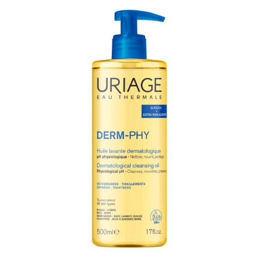 Huile Lavante Dermatologique Derm-Phy Sécheresses - Tiraillements pour Visage et Corps pour Toutes Peaux URIAGE