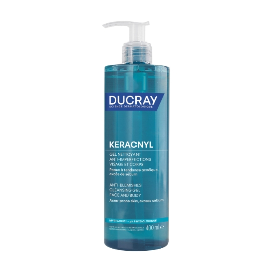 Gel Visage et Corps Peaux Grasses et/ou à Tendance Acnéique Nettoyant Doux Keracnyl DUCRAY