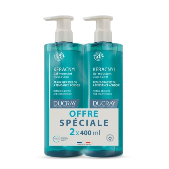Gel moussant Visage et Corps Nettoie et Purifie Anti-Imperfections Keracnyl DUCRAY