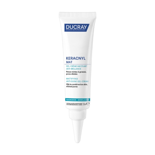 Gel-Crème Matifiant Anti-Brillance Keracnyl Mat pour Peaux Mixtes à Grasses, Pores Dilatés DUCRAY