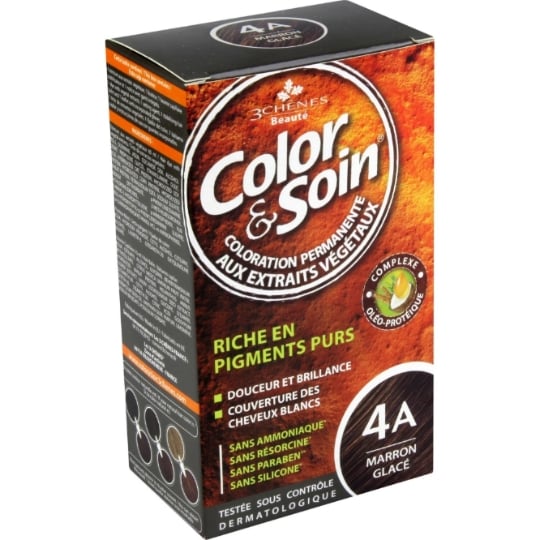 Coloration Permanente 4A Marron Glacé Sans Ammoniaque Color et Soin 3 CHENES