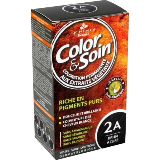 Coloration Permanente 2A Brun Azuré Sans Ammoniaque Color et Soin 3 CHENES