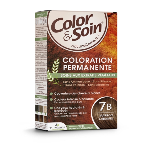Coloration Permanente 7B Marron Caramel Sans Ammoniaque Color et Soin 3 CHENES