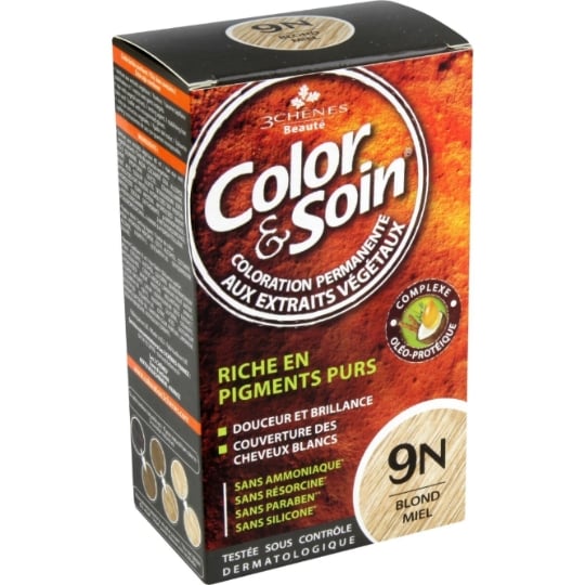 Coloration Permanente 9N Blond Miel Sans Ammoniaque Color et Soin 3 CHENES