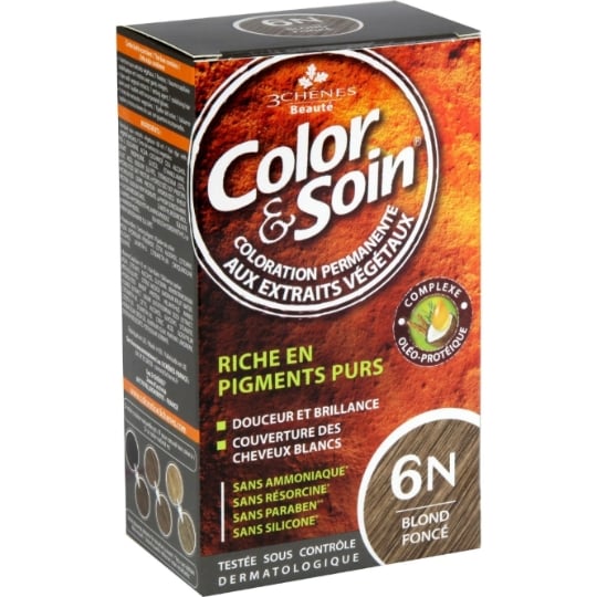 Coloration Permanente 6N Blond Foncé Sans Ammoniaque Color et Soin 3 CHENES
