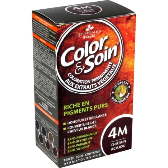 Coloration Permanente 4M Châtain Acajou Sans Ammoniaque Color et Soin 3 CHENES
