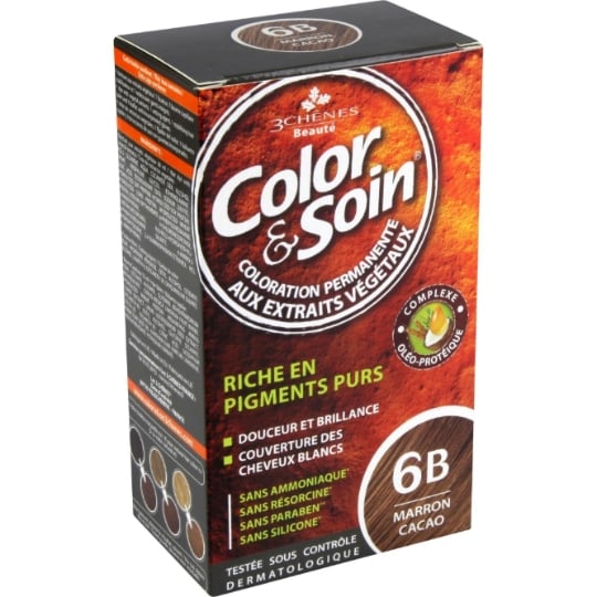 Coloration Permanente 6B Marron Cacao Sans Ammoniaque Color et Soin 3 CHENES