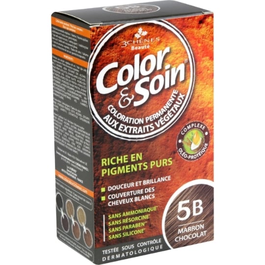 Coloration Permanente 5B Marron Chocolat Sans Ammoniaque Color et Soin 3 CHENES