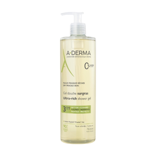 Gel douche Peaux Fragiles Visage et Corps Surgras A-DERMA
