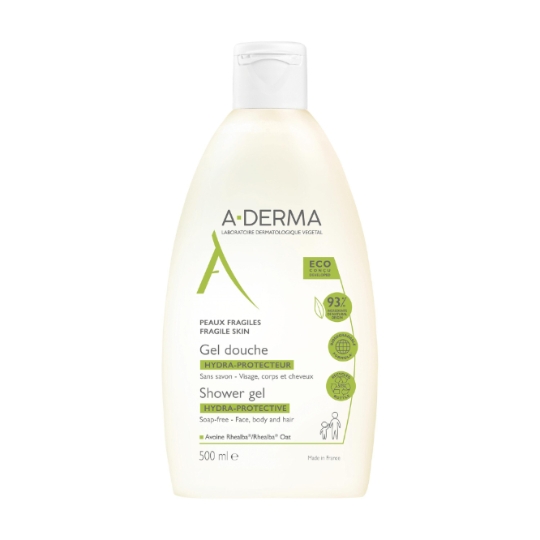 Gel douche Peaux Fragiles Visage Corps et Cheveux Hydratant Protecteur Sans Savon Biodégradable Vegan A-DERMA