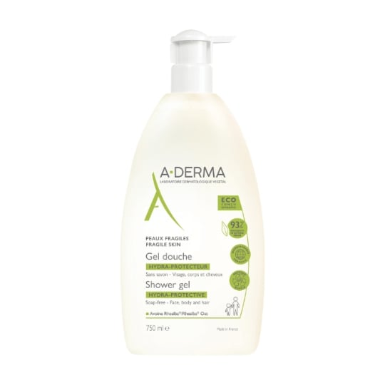 Gel douche Peaux Fragiles Visage Corps Cheveux Hydratant Protecteur Sans Savon Eco-conçu Biologique A-DERMA