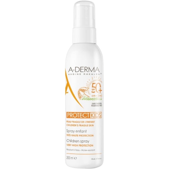 Crème solaire Spray Enfant Spf 50+ Peau Fragile Très Haute Protection Sans Parfum Résistant à l'eau Protect Kids A-DERMA