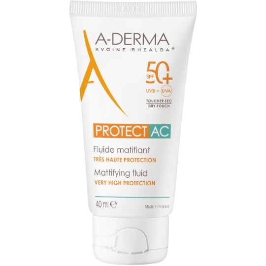 Crème solaire Peau à Tendance Acnéique Très Haute Protection Spf 50+ Matifiant et Résiste à l'Eau A-DERMA