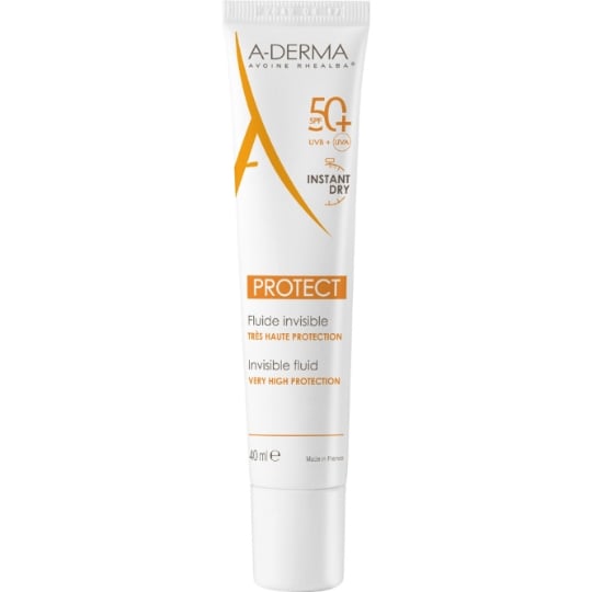 Crème solaire Peaux Mixtes à Grasses Haute Protection Spf 50+ Invisible Résistant à l'Eau A-DERMA