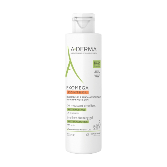 Gel douche Visage et Corps Peaux Sèches à Tendance Eczéma Atopique Emollient Anti-grattage Exomega Control A-DERMA