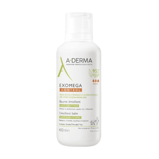 Baume Corps Émollient Anti-grattage Peaux Sèches à Tendance Atopique Exomega Control A-DERMA