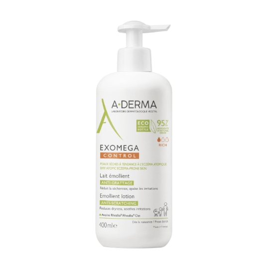 Lait Corps Émollient Anti-grattage Peaux Sèches à Tendance Eczéma Atopique Exomega Control A-DERMA