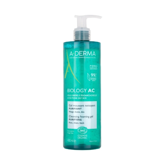 Gel moussant Visage Peau Grasse à Acnéique Nettoyant Purifiant Biology Ac Bio A-DERMA