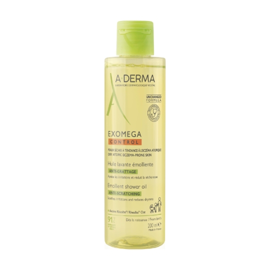 Huile de douche Visage Corps Anti-démangeaisons Peaux Fragiles Sèches à Tendance à l'Eczéma Atopique Exomega Control A-DERMA