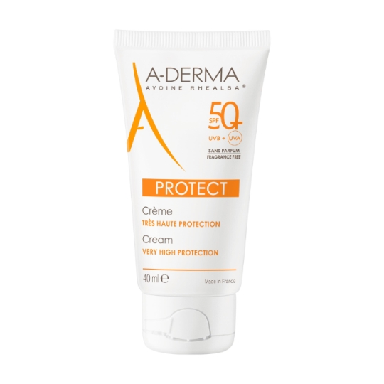 Crème solaire Toutes Types de Peaux Haute Protection Spf 50+ Non Collant Résistant à l'Eau ADERMA