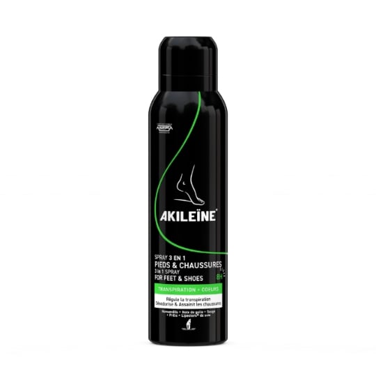 Déodorant Spray 3 en 1 Noir Pieds et Chaussures AKILEINE