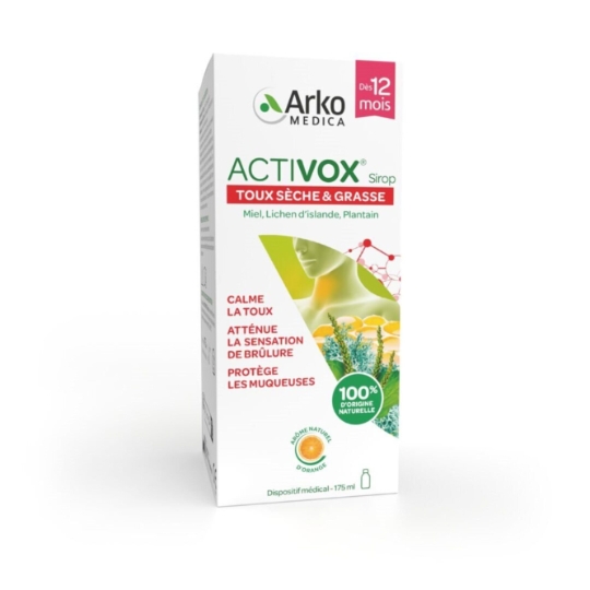 Sirop Activox Toux Sèche & Grasse Arôme Naturel d'Orange Dès 12mois ARKOMEDICA