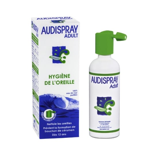 Spray Auriculaire Adulte Hygiène de l'Oreille Eau de Mer Isotonique +12 Ans AUDISPRAY
