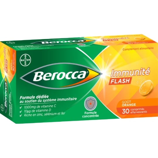 Complément alimentaire Soutien Du Système Immunitaire Vitamine C Goût Orange Formule Concentrée Immunité Flash BEROCCA
