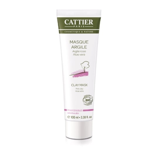 Masque Visage Peau Sensible à Rougeurs Apaise Adoucit Argile Rose et Aloé Vera Bio CATTIER