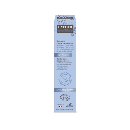 Crème de Nuit Visage Femme Peau Déshydratée Bio Cosmétique Nature Acide Hyaluronique CATTIER