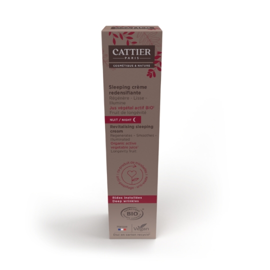 Crème Sleeping Redensifiante Nuit Visage Et Décolleté Anti-âge Régénère Lisse Illumine Rides Installées Riche Réconfortante Bio CATTIER