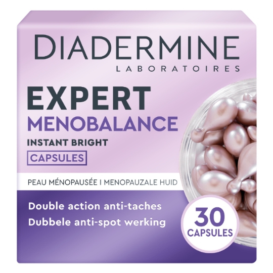 Capsules de Soin Instant Bright Double Action Anti-tâches pour Peau Ménopausée Expert Menobalance DIADERMINE
