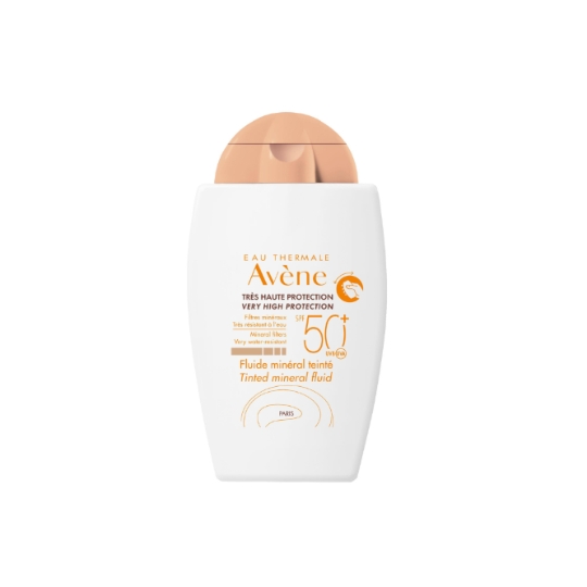 Crème solaire Fluide Minéral Teinté Beige Peau Intolérante Spf 50+ Très Résistant à l'Eau EAU THERMALE AVENE
