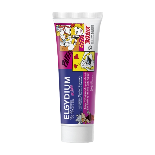 Dentifrice Enfant 3-6 ans Anti-caries Goût Grenadine Astérix ELGYDIUM