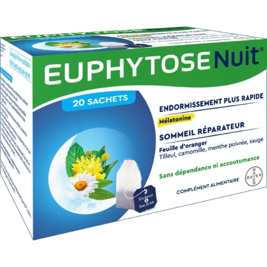 Complément alimentaire Sommeil Endormissement Plus Rapide Feuille Oranger Tilleul Camomille Menthe Poivrée Sauge EUPHYTOSE