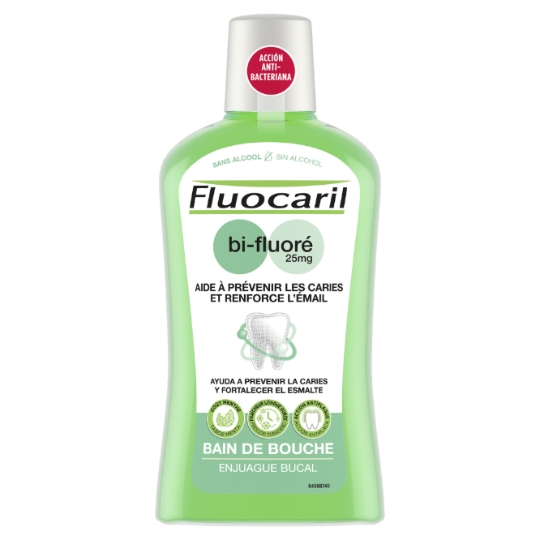 Bain de bouche Bi-Fluoré 25mg Aide à Prévenir les Caries Renforce L'Émail Sans Alcool Action Anti-Bactérienne FLUOCARIL