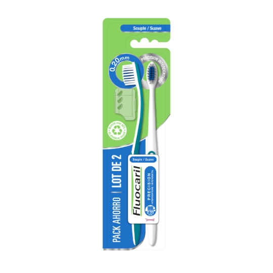 Brosse à dents Souple Précision Interdentaire 0.20mm Manche Plastique Recyclé FLUOCARIL