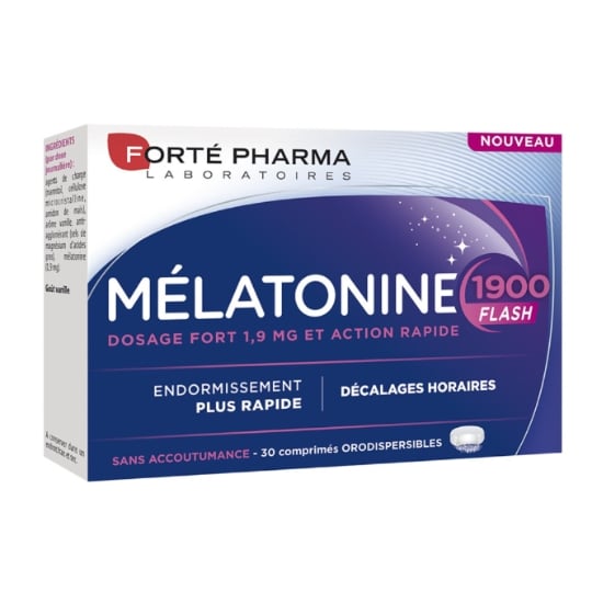 Complément alimentaire Mélatonine Endormissement Plus Rapide Atténue les Effets du Décalage Horaire Sans Accoutumance FORTE PHARMA