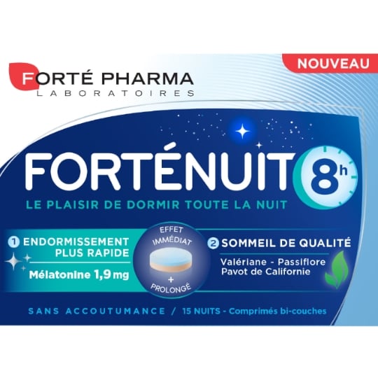 Complément alimentaire Nuit 8 Heures Mélatonine Passiflore Valériane FORTE PHARMA