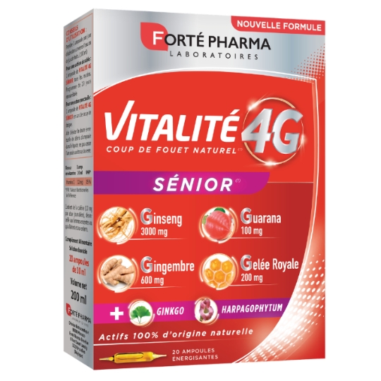 Complément Alimentaire Vitalité 4G Sénior Ginseng Guarana Gingembre Gélée Royale FORTE PHARMA