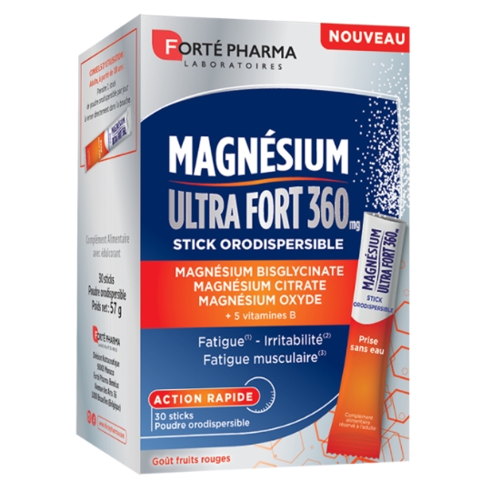 Complément Alimentaire Magnésium Ultra Fort 360mg Goût Fruits Rouges FORTE PHARMA