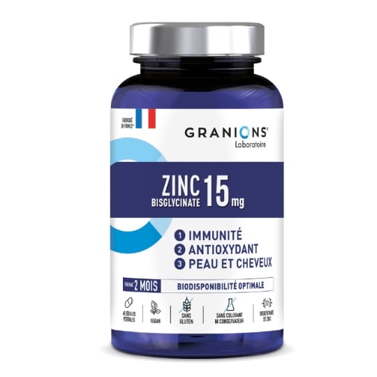 Complément alimentaire Immunité Antioxydant Peau et Cheveux Zinc GRANIONS